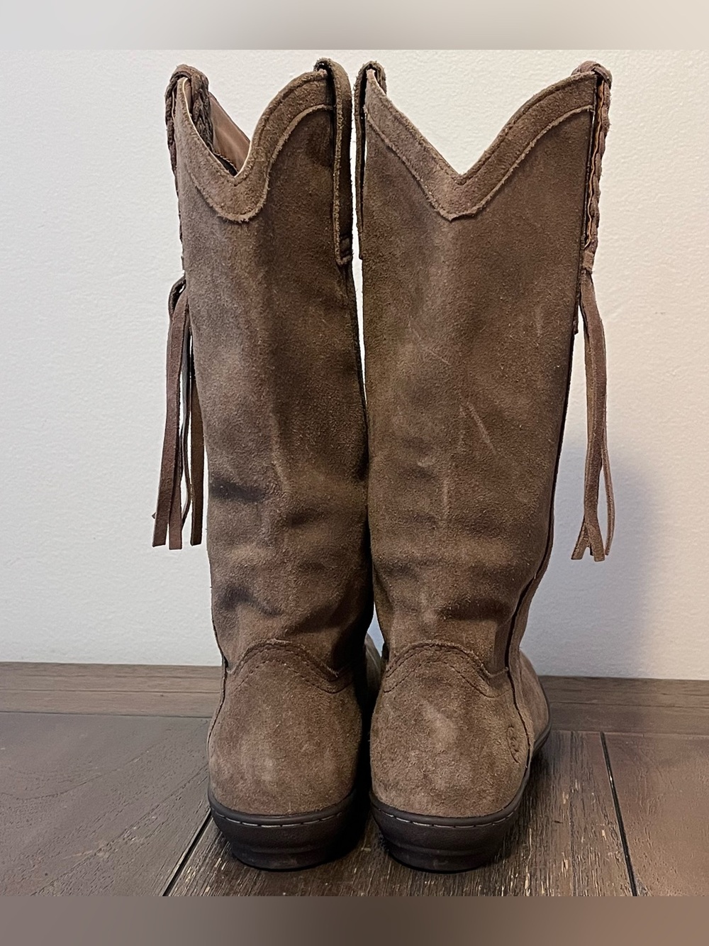 Ariat Sassafras Brown Suede Braided Tassel Boots Womens 7.5 - Picture 7 of 10